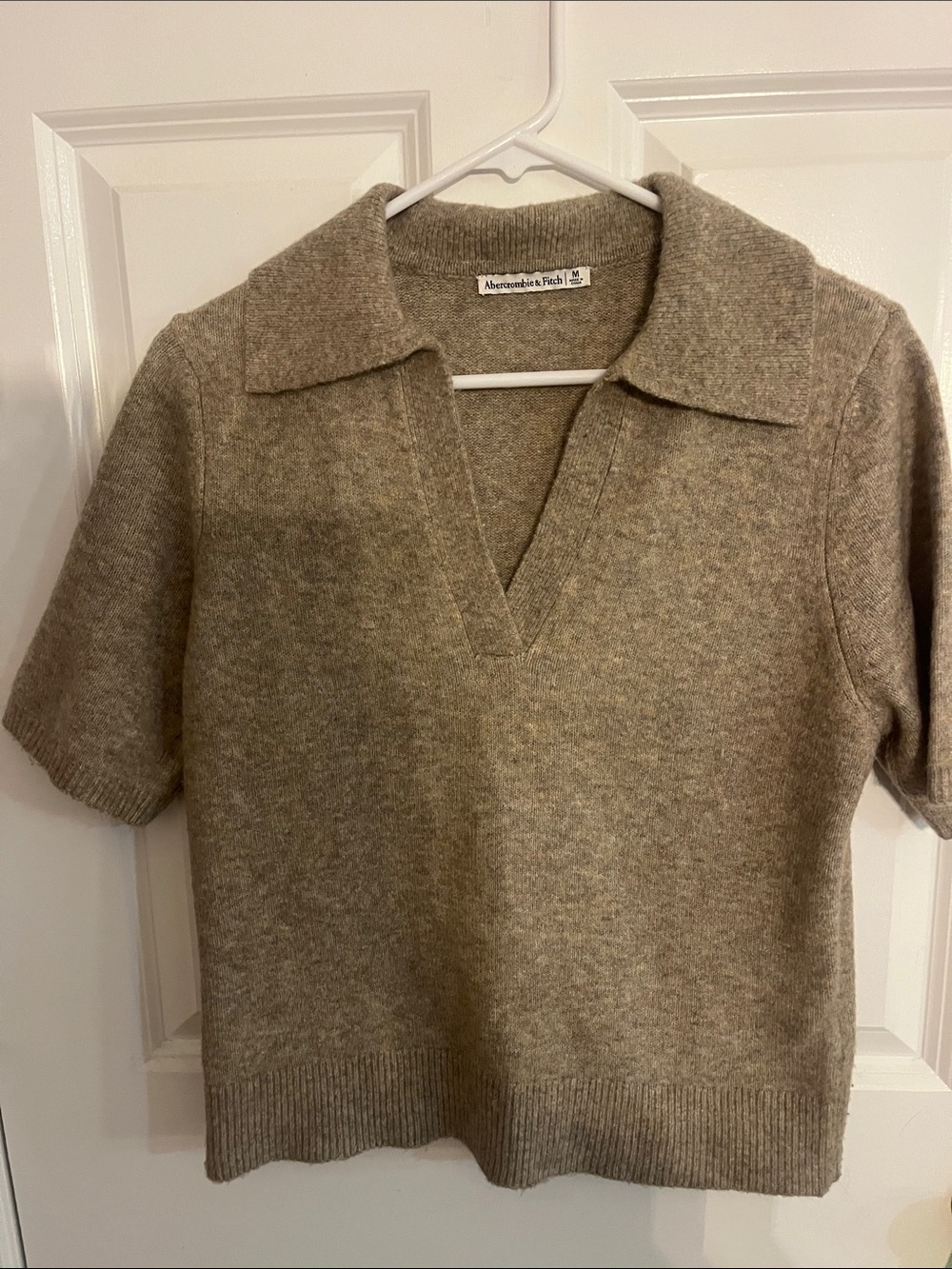 Abercrombie & Fitch Taupe V-Neck Polo Sweater